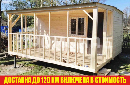 Дачный домик 5 м из бытовки с террасой 