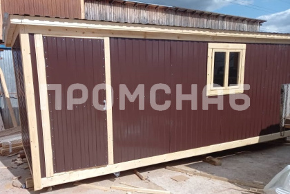 Бытовка из металла - 6 метров с перегородкой и двумя дверьми – внутри отделка вагонка