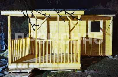 Садовый домик из бытовки с верандой 3 м от производителя